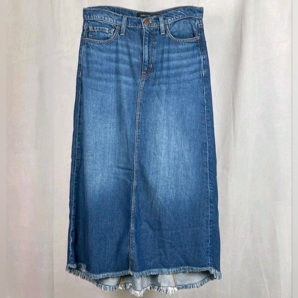 Johnny Was Women's Vienna Maxi Skirt Denim High Low Casual Jules Blue Size 28